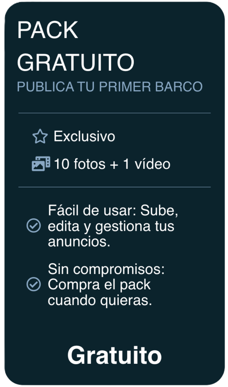 Pack gratuito: publica tu primer barco