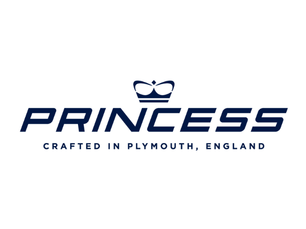 Logotipo de Princess Yachts, fabricante de yates de lujo en Inglaterra.